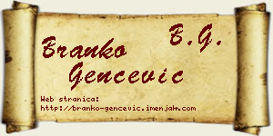 Branko Genčević vizit kartica